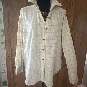 Universal Thread Cream Plaid Oversized Shirt